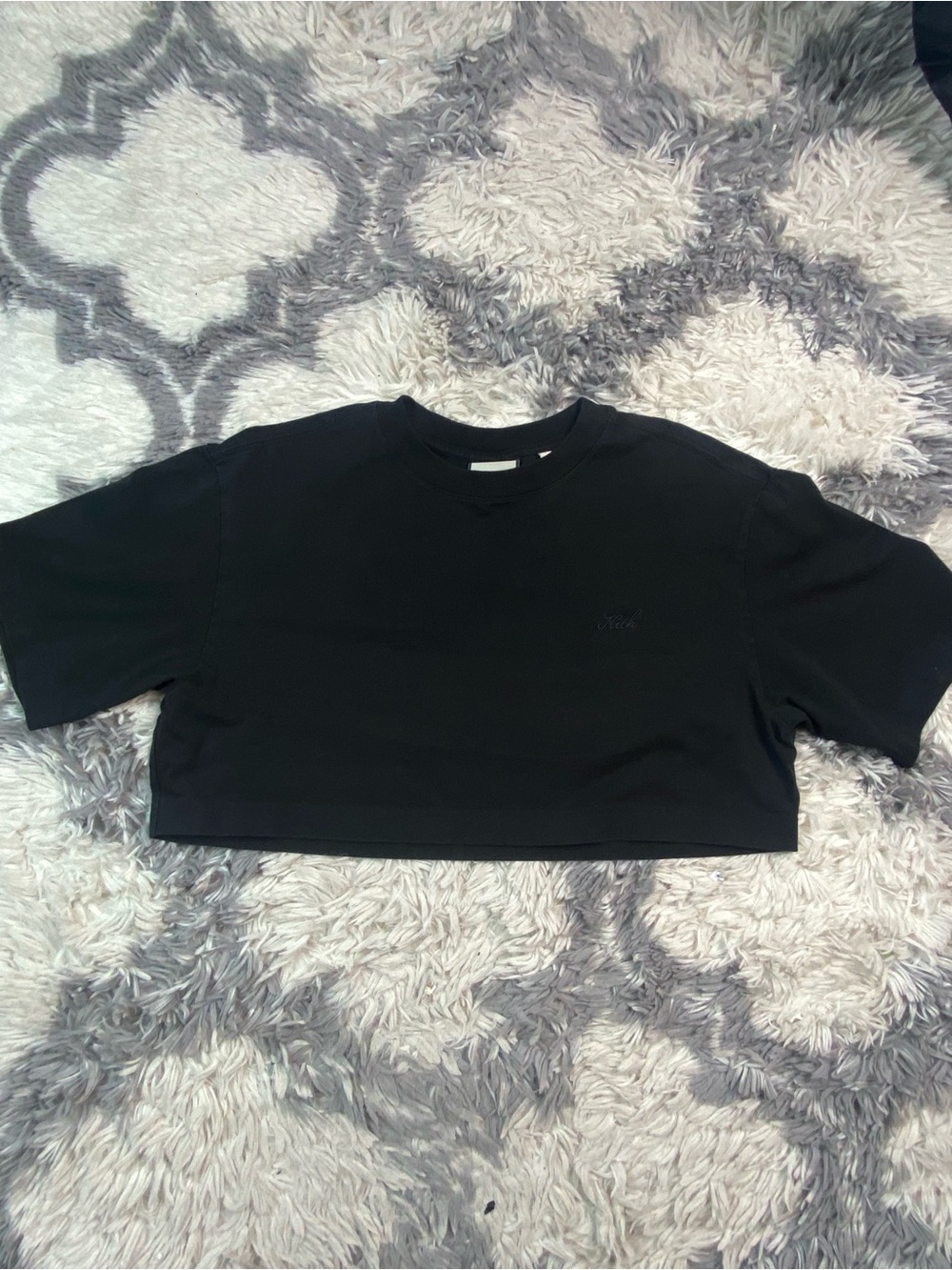 KITH Crop Shirt Womens S Black Logo   Tee Top